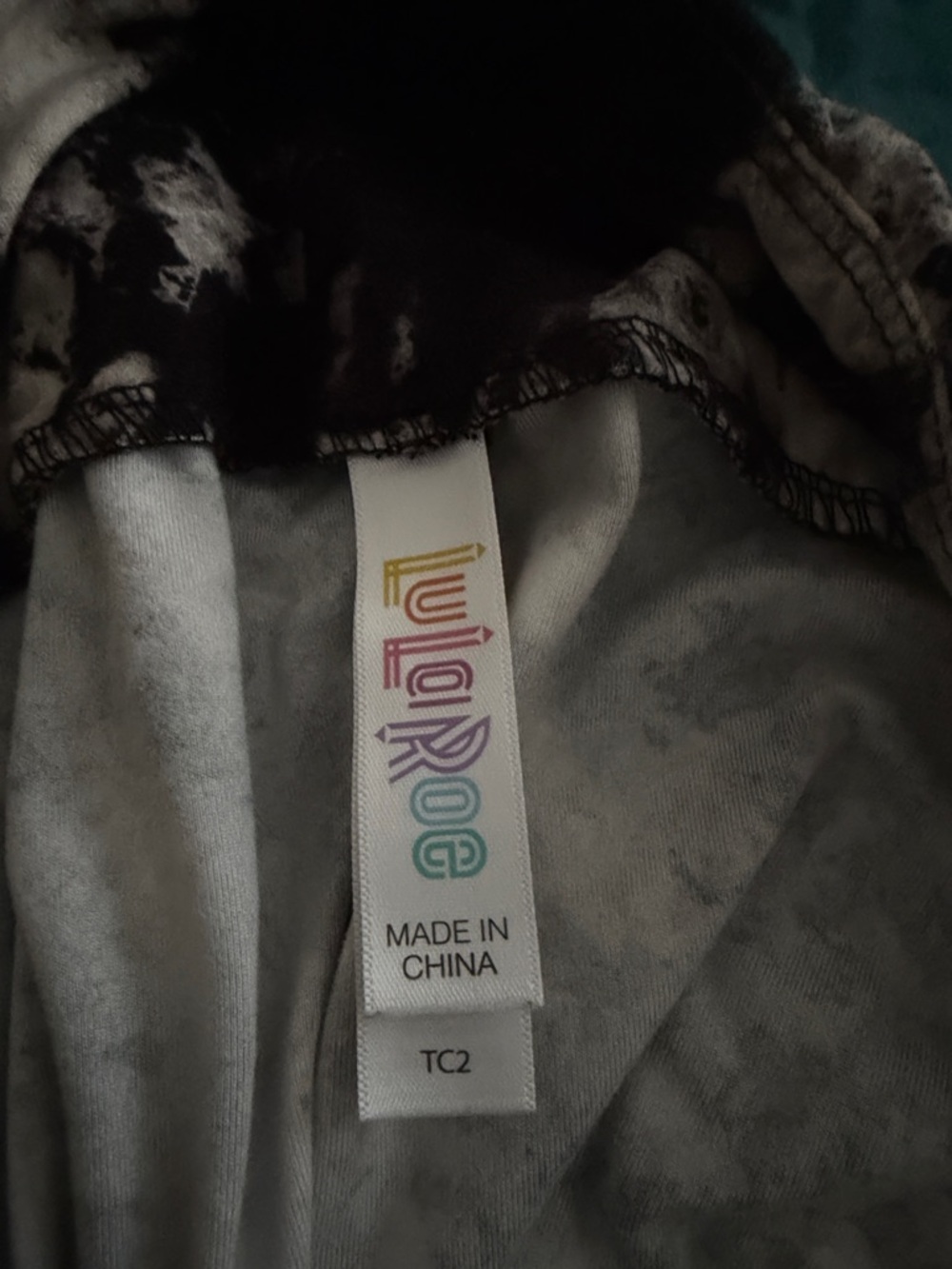 LuLaRoe Black and White Tie-Dye Leggings - Picture 2 of 2